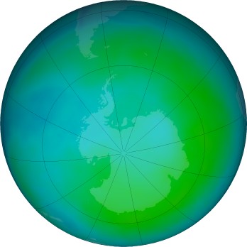 Antarctic ozone map for 2025-02